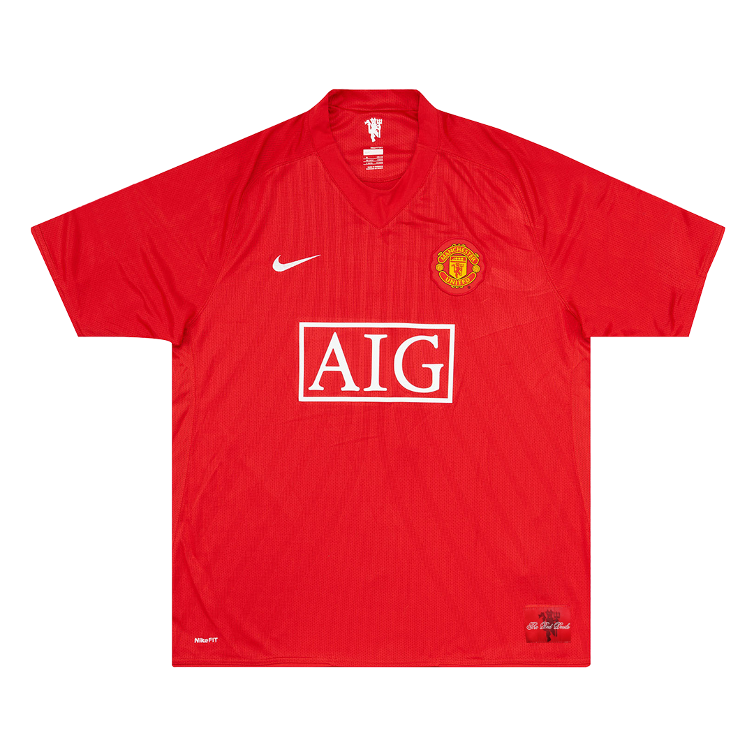 Retro SCHOLES #18 Manchester United Mens Home Soccer Jersey 2007/08 Red