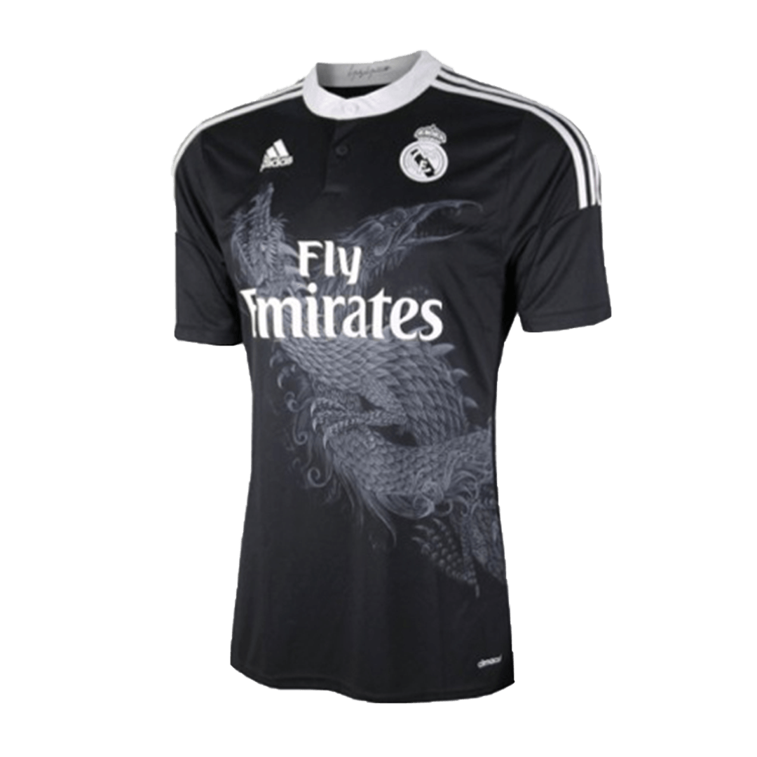 Retro SERGIO RAMOS #4 Real Madrid Mens Third Away Soccer Jersey 2014/15 Black