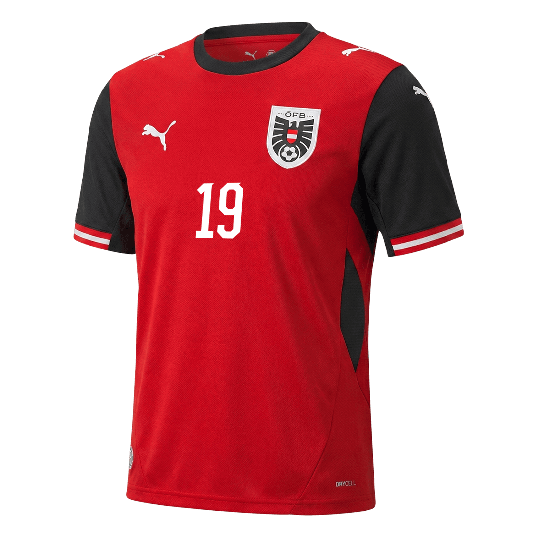 BAUMGARTNER #19 Austria Mens Home Soccer Jersey World Cup 2026 Red
