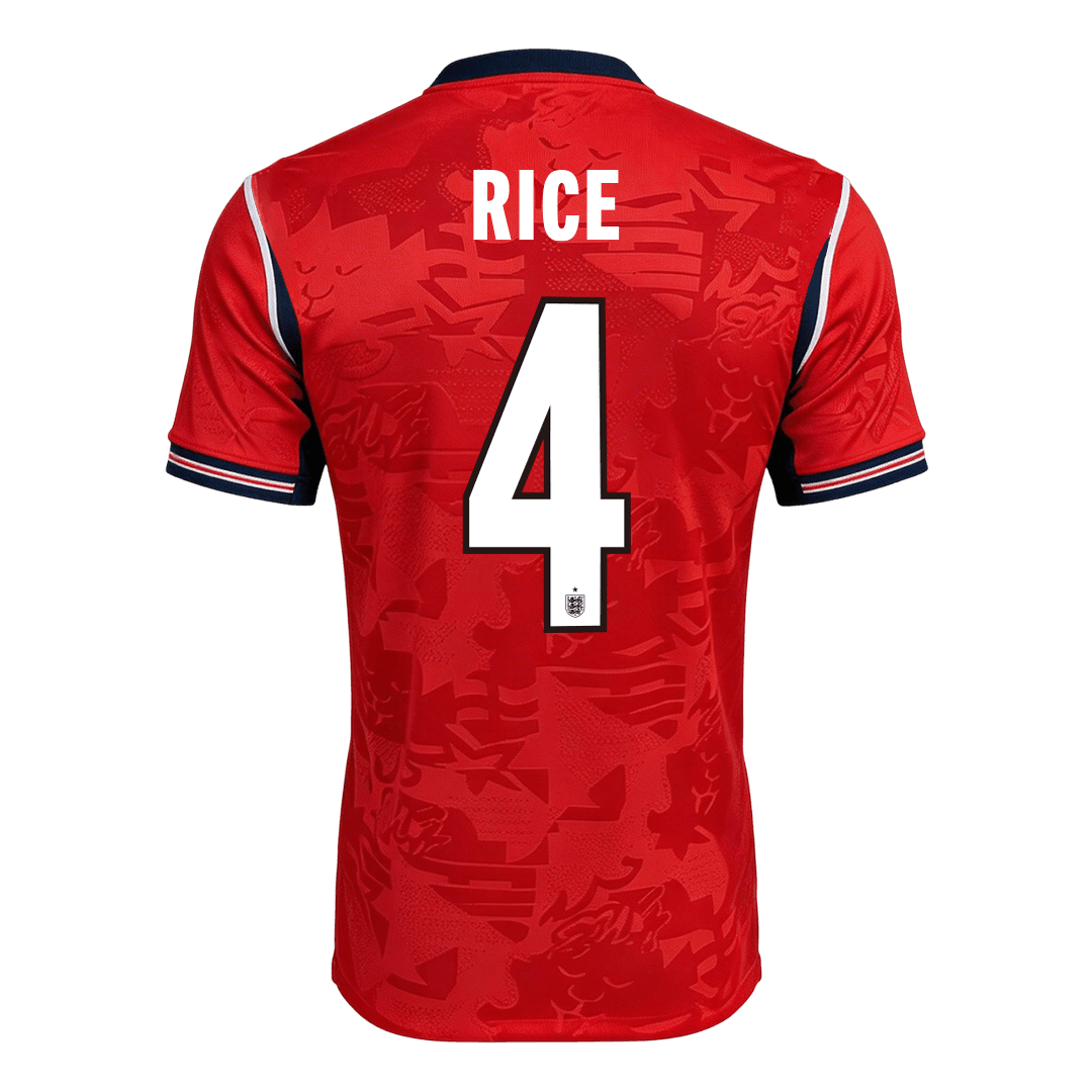 RICE #4 England Mens Away Soccer Jersey World Cup 2026 Red