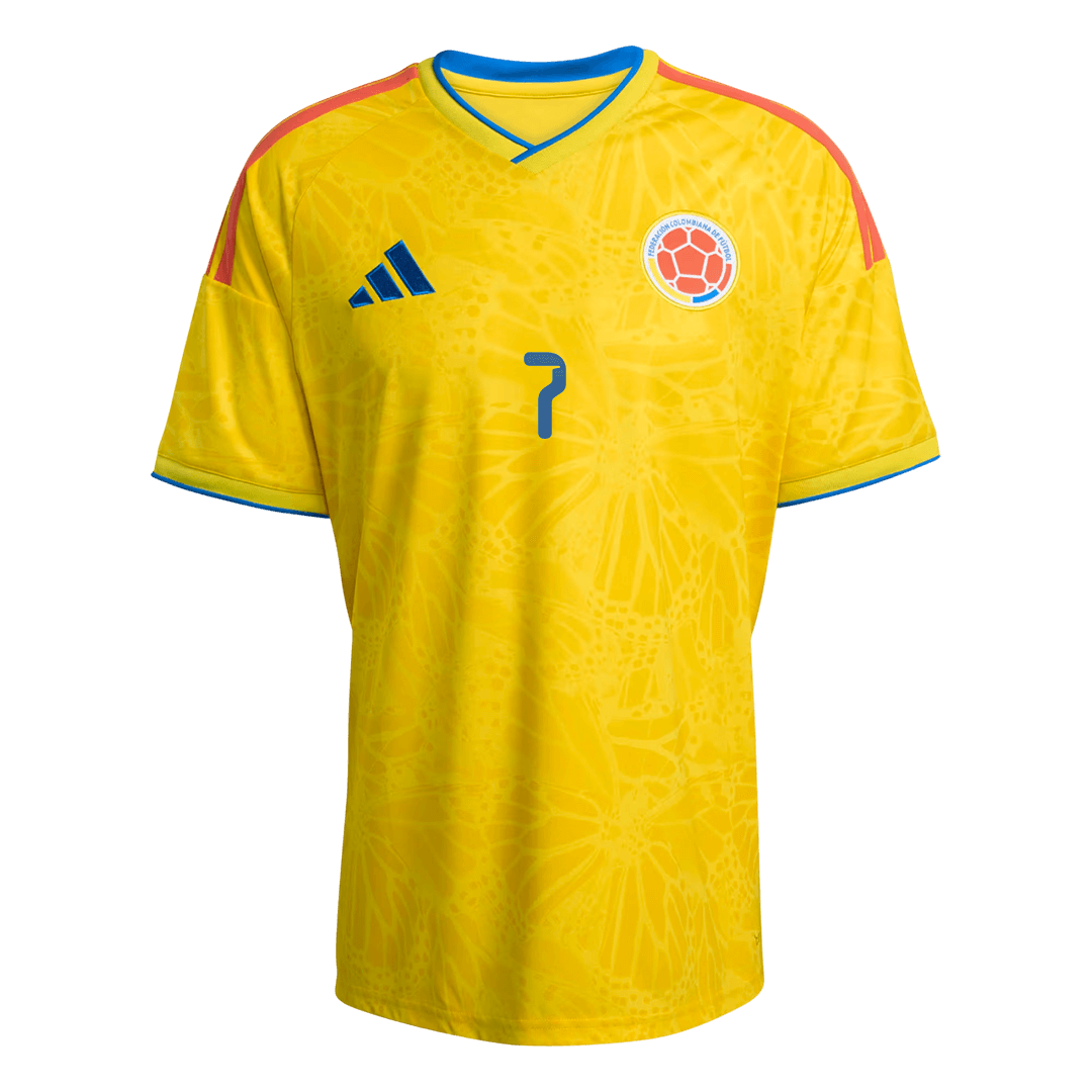 LUIS DíAZ #7 Colombia Mens Home Soccer Jersey World Cup 2026 Yellow