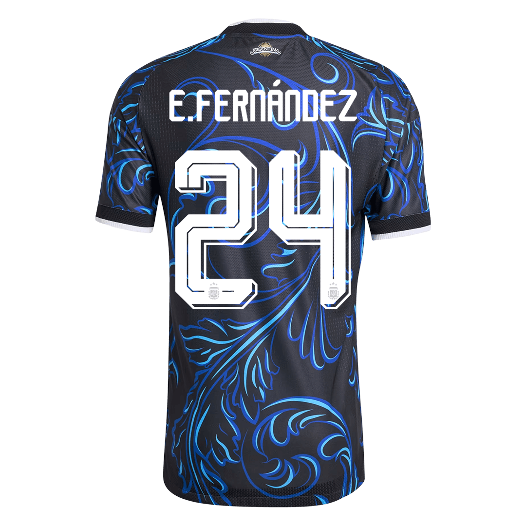 E. FERNÁNDEZ #24 Argentina Mens Away Soccer Jersey World Cup 2026 Black - Player Version