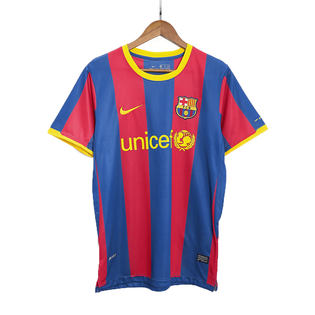 Retro DAVID VILLA #7 Barcelona Mens Home Soccer Jersey 2010/11 Red&Blue