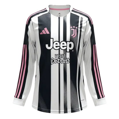 Juventus Mens Home Long Sleeve Soccer Jersey 2025/26 Black&White