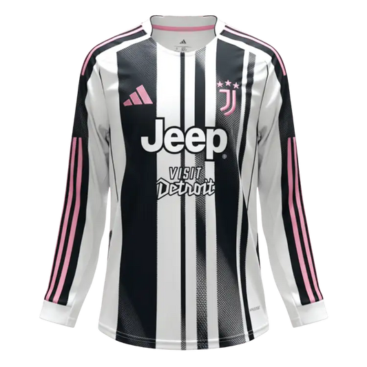 Juventus Mens Home Long Sleeve Soccer Jersey 2025/26 Black&White