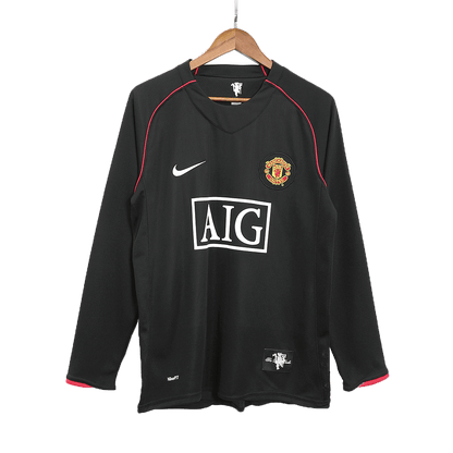 Retro RONALDO #7 Manchester United Mens Away Long Sleeve Soccer Jersey 2007/08 Black