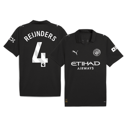 REIJNDERS #4 Manchester City Mens Away Soccer Jersey 2025/26 Black