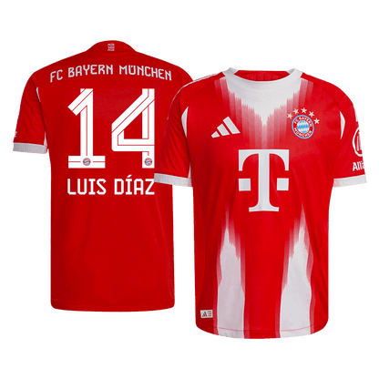 LUIS DÍAZ #14 Bayern Munich Mens Home Soccer Jersey 2025/26 Red - Player Version
