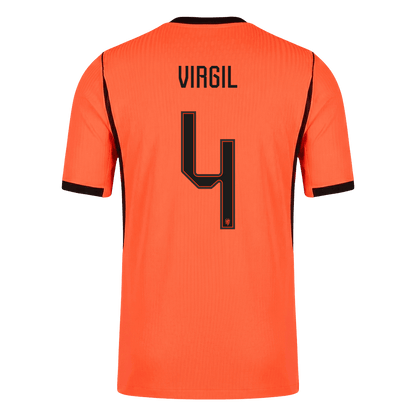 VIRGIL #4 Netherlands Mens Home Soccer Jersey World Cup 2026 Orange - Player Version