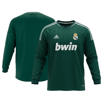 Retro Real Madrid Mens Third Away Long Sleeve Soccer Jersey 2012/13 Green