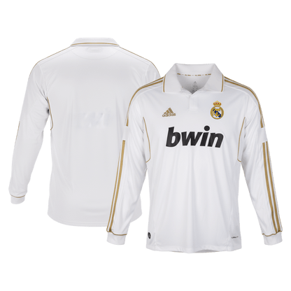 Retro Real Madrid Mens Home Long Sleeve Soccer Jersey 2011/12 White