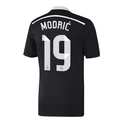 Retro MODRIĆ #19 Real Madrid Mens Third Away Soccer Jersey 2014/15 Black