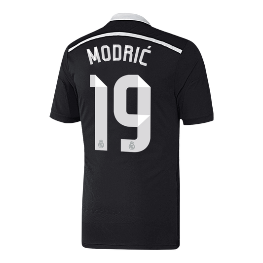 Retro MODRIĆ #19 Real Madrid Mens Third Away Soccer Jersey 2014/15 Black