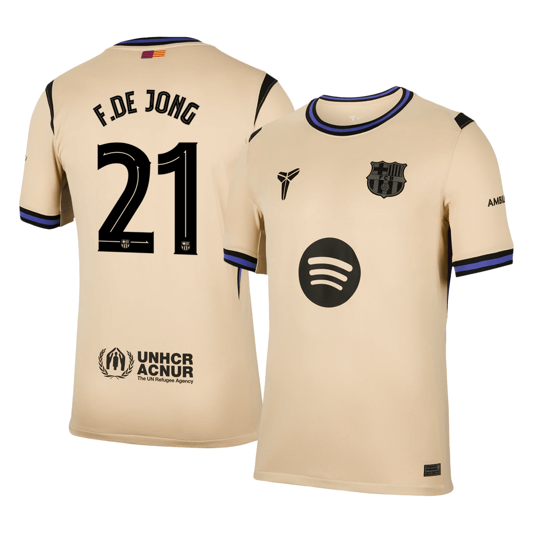F.DE JONG #21 Barcelona Mens Away Soccer Jersey UCL 2025/26 Yellow