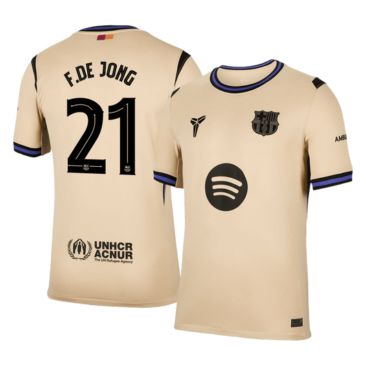 F.DE JONG #21 Barcelona Mens Away Soccer Jersey UCL 2025/26 Yellow