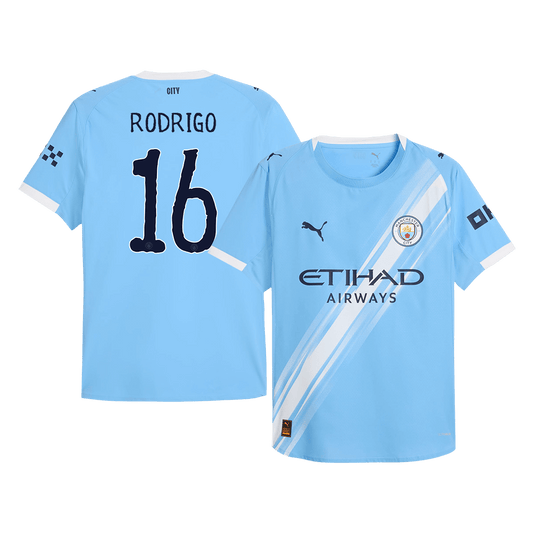 RODRIGO #16 Manchester City Mens Home Soccer Jersey World Cup 2025/26 Blue - Player Version