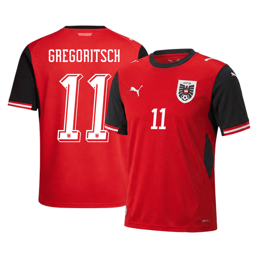 GREGORITSCH #11 Austria Mens Home Soccer Jersey World Cup 2026 Red