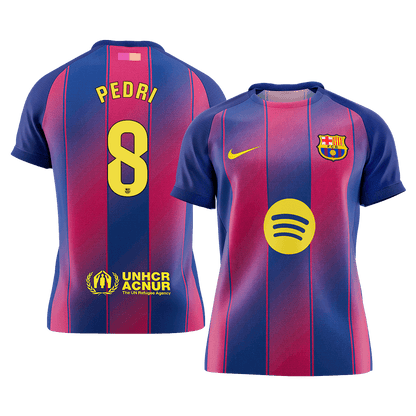 PEDRI #8 Barcelona Mens Home Soccer Jersey 2025/26 Red&Blue [PREMIUM]