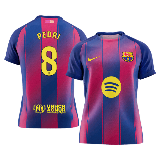 PEDRI #8 Barcelona Mens Home Soccer Jersey 2025/26 Red&Blue [PREMIUM]