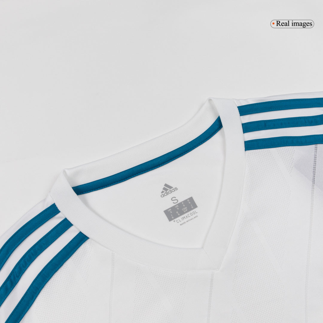 Retro BENZEMA #9 Real Madrid Mens Home Long Sleeve Soccer Jersey 2017/18 White