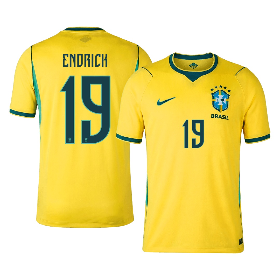 ENDRICK #19 Brazil Mens Home Soccer Jersey World Cup 2026 Yellow