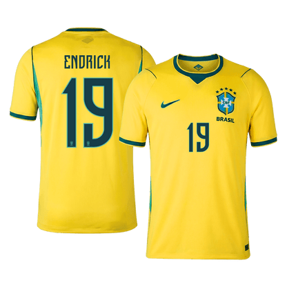ENDRICK #19 Brazil Mens Home Soccer Jersey World Cup 2026 Yellow