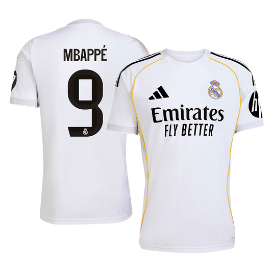 MBAPPÉ #9 Real Madrid Mens Home Soccer Jersey 2025/26 White [PREMIUM]