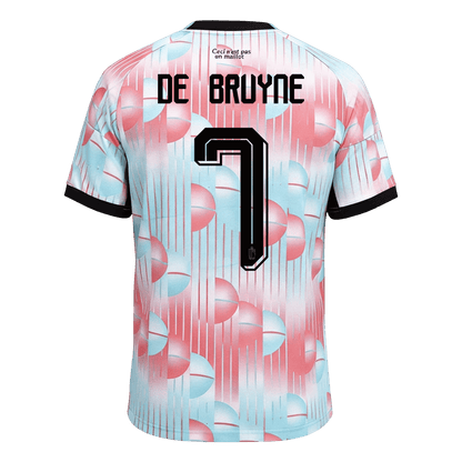 DE BRUYNE #7 Belgium Mens Away Soccer Jersey World Cup 2026 Blue&Pink