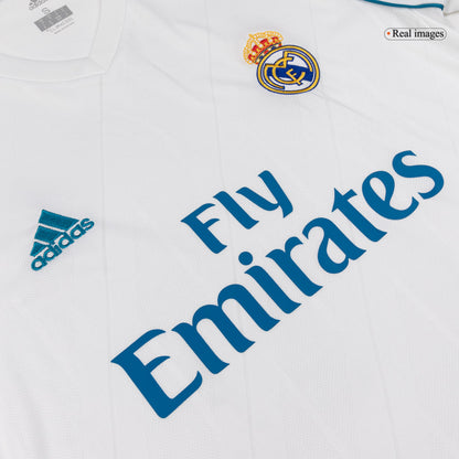 Retro SERGIO RAMOS #4 Real Madrid Mens Home Long Sleeve Soccer Jersey 2017/18 White