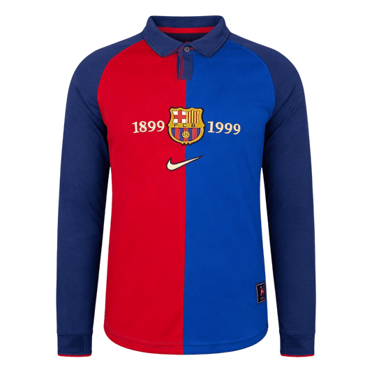 Retro Barcelona Mens Special Long Sleeve Soccer Jersey 1999/00 Red