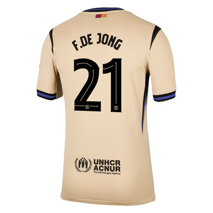 F.DE JONG #21 Barcelona Mens Away Soccer Jersey UCL 2025/26 Yellow
