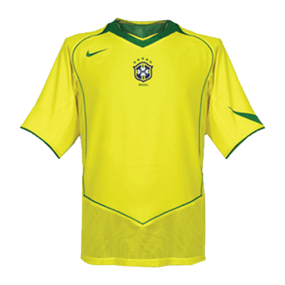 Retro Brazil Mens Home Soccer Jersey 2004 Yellow