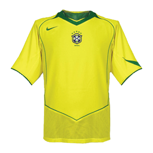 Retro Brazil Mens Home Soccer Jersey 2004 Yellow