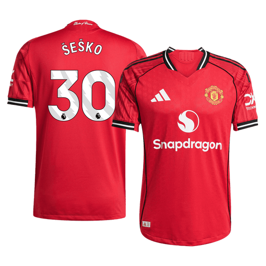 ŠEŠKO #30 Manchester United Mens Home Soccer Jersey 2025/26 Red - Player Version
