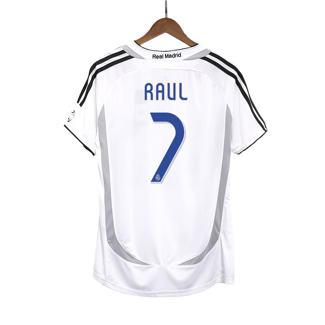 Retro RAUL #7 Real Madrid Mens Home Soccer Jersey 2006/07 White