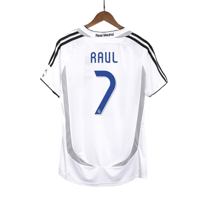 Retro RAUL #7 Real Madrid Mens Home Soccer Jersey 2006/07 White