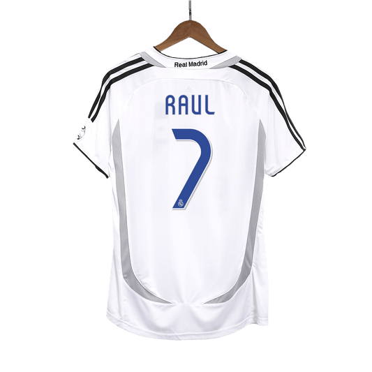 Retro RAUL #7 Real Madrid Mens Home Soccer Jersey 2006/07 White