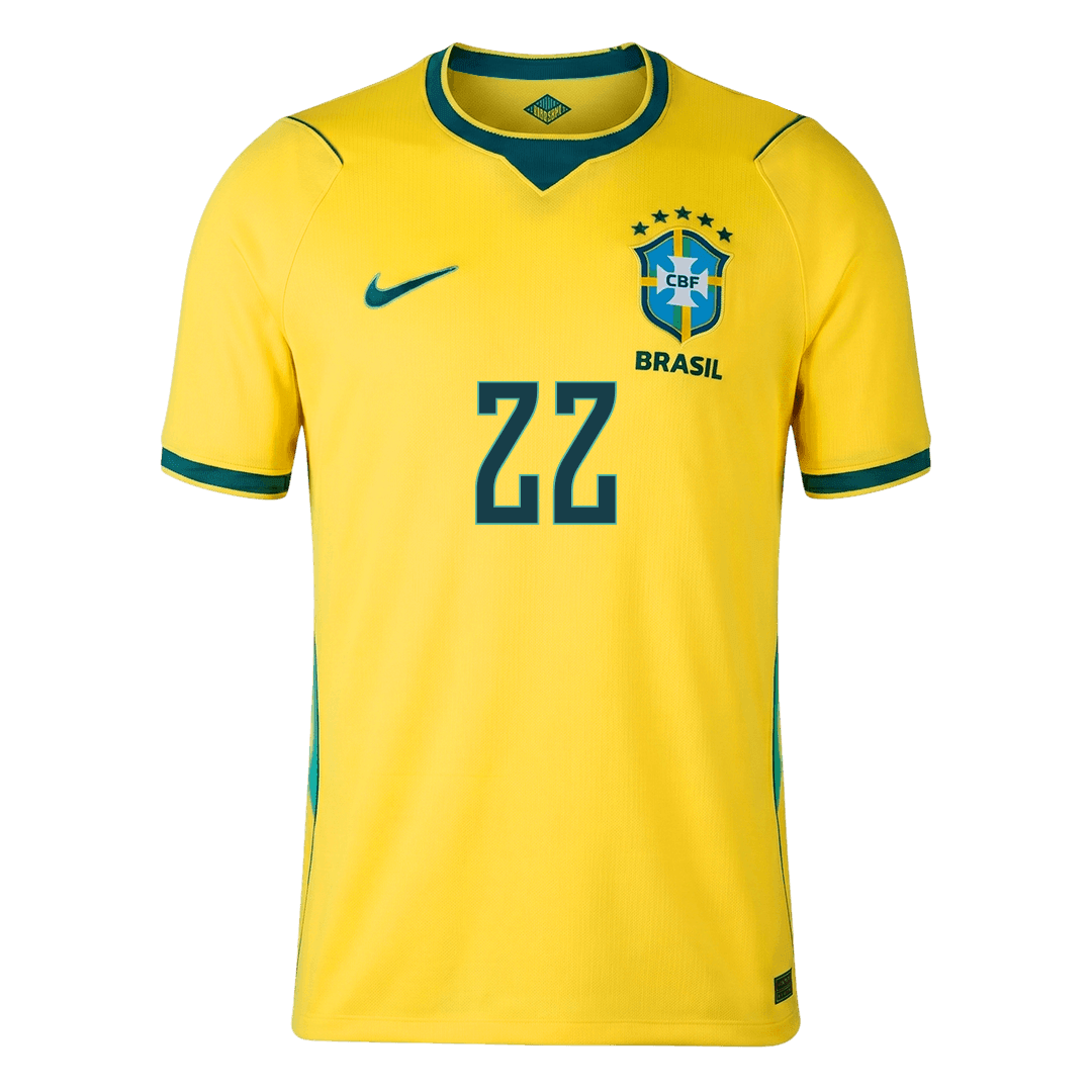 JOÃO PEDRO #22 Brazil Mens Home Soccer Jersey World Cup 2026 Yellow