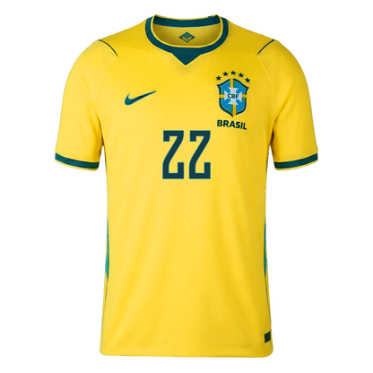 JOÃO PEDRO #22 Brazil Mens Home Soccer Jersey World Cup 2026 Yellow