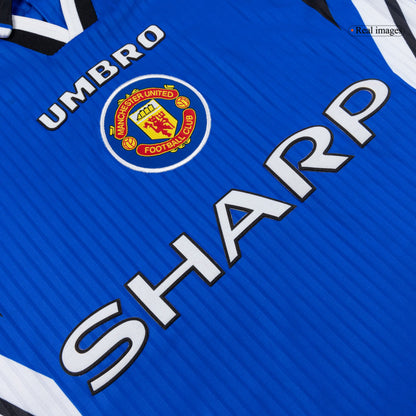 Retro Manchester United Mens Third Away Soccer Jersey 1996/97 Blue