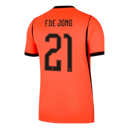 F.DE JONG #21 Netherlands Mens Home Soccer Jersey World Cup 2026 Orange