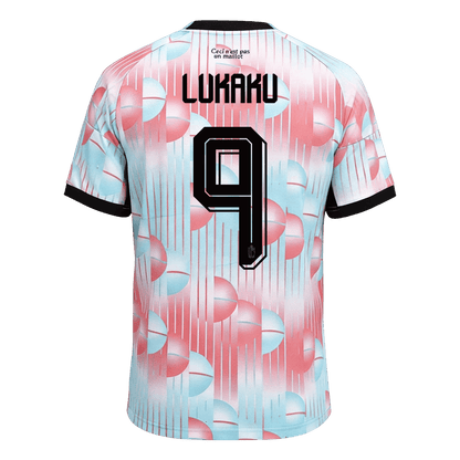 LUKAKU #9 Belgium Mens Away Soccer Jersey World Cup 2026 Blue&Pink