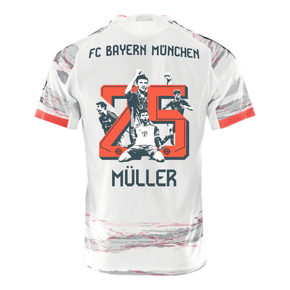 MÜLLER Special #25 Bayern Munich Mens Away Soccer Jersey 2025/26 White - Player Version