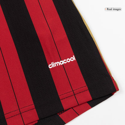 Retro AC Milan Mens Home Long Sleeve Soccer Jersey 2013/14 Red&Black