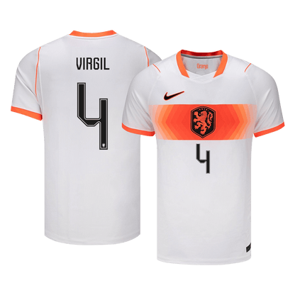 VIRGIL #4 Netherlands Mens Away Soccer Jersey World Cup 2026 White