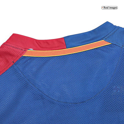 Retro A.INIESTA #8 Barcelona Mens Home Long Sleeve Soccer Jersey UCL Final UCL 2008/09 Red&Blue