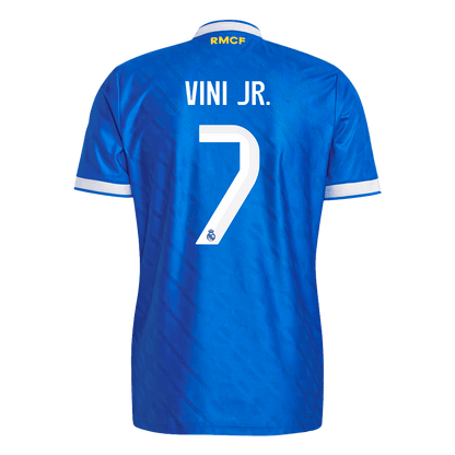 VINI JR. #7 Real Madrid Mens Third Away Soccer Jersey 2025/26 Blue - Player Version