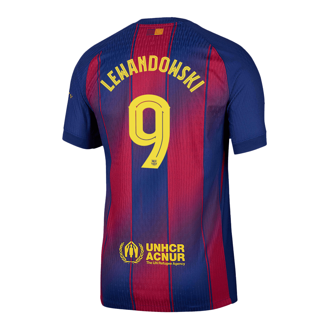 LEWANDOWSKI #9 Barcelona Mens Home Soccer Jersey UCL 2025/26 Red&Blue - Player Version
