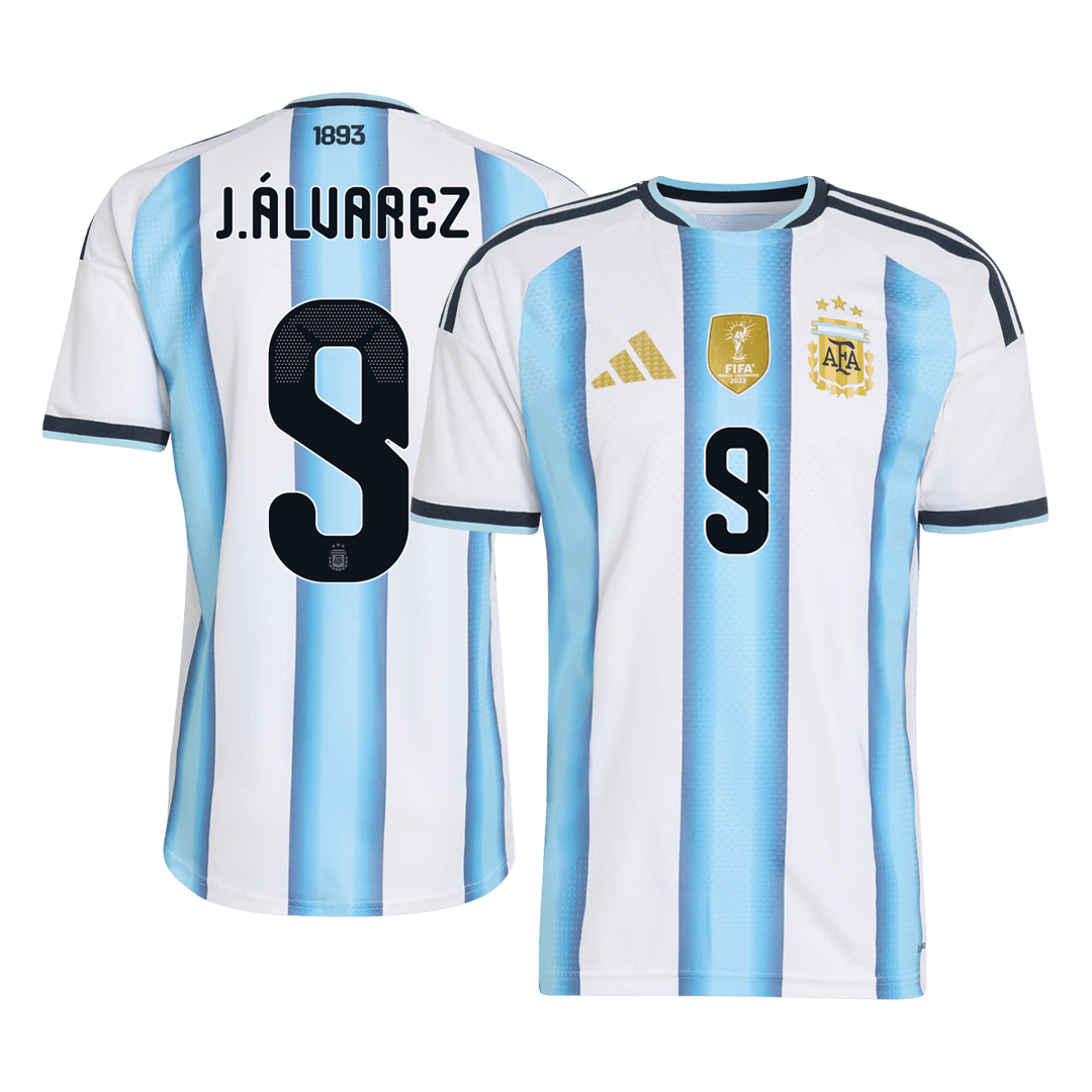 J.ÁLVAREZ #9 Argentina Mens Home Soccer Jersey World Cup 2026 Blue&White - Player Version