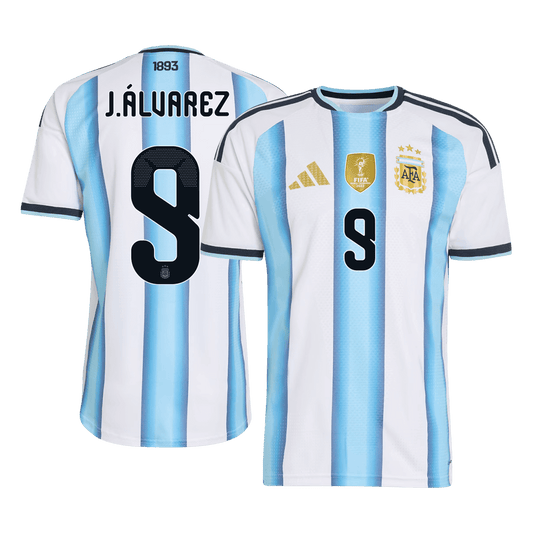 J.ÁLVAREZ #9 Argentina Mens Home Soccer Jersey World Cup 2026 Blue&White - Player Version